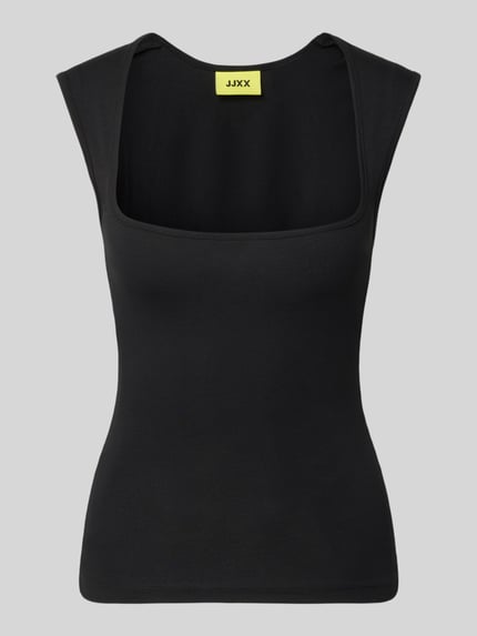 Produktfoto, schwarzes Top mit Karree-Ausschnitt Modell 'ISABELLA GIGI' von JJXX, Baumwoll-Mix mit Stretch-Anteil, Körpernaher-Schnitt