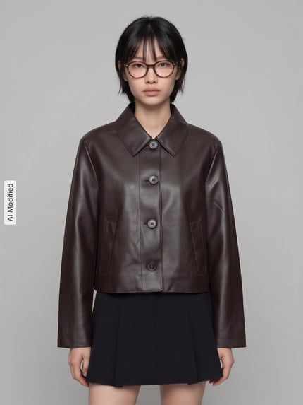 s.Oliver RED LABEL Regular Fit Kunstlederjacke mit Umlegekragen Dunkelbraun 4