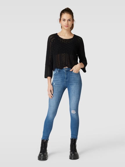 ONLY Skinny fit jeans in destroyed-look, model 'POWER' Jeansblauw - 1