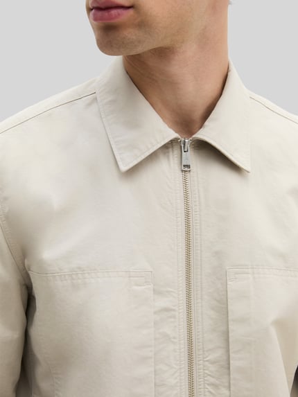 Marc O'Polo Regular Fit Hemdjacke aus Baumwoll-Leinen-Mix Offwhite 3