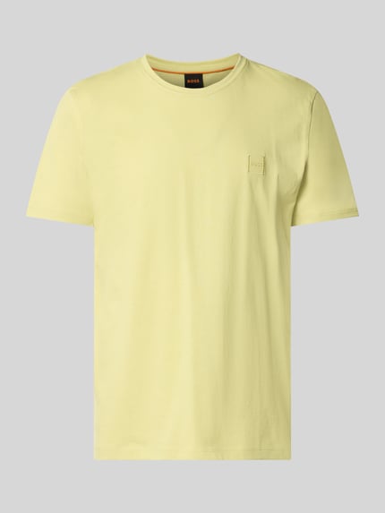 Produktfoto, Regular Fit T-Shirt aus reiner Baumwolle Modell 'TALES' von BOSS Orange in Unifarben, Label Patch, kurzarm, Rundhalsausschnitt, Jersey Textur