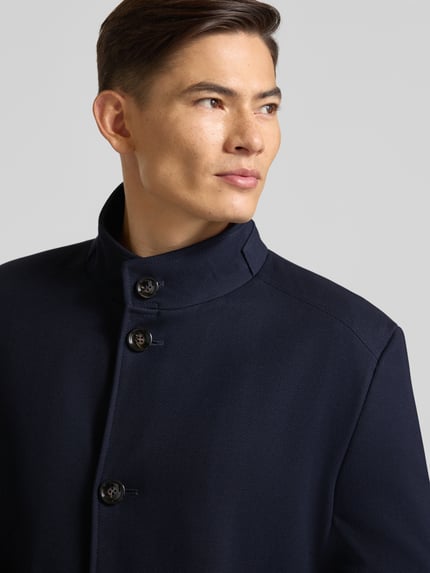 bugatti Regular fit lange jas met viscose Marineblauw - 3