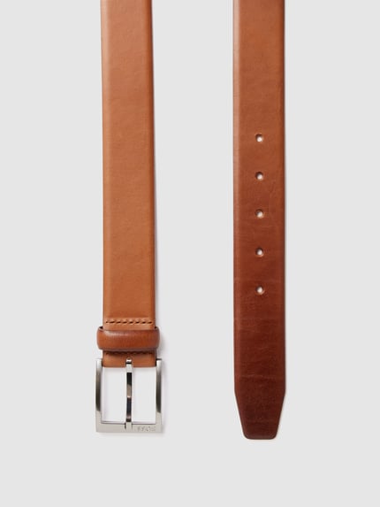 BOSS Riem met label in reliëf model 'Erron' Cognac - 3