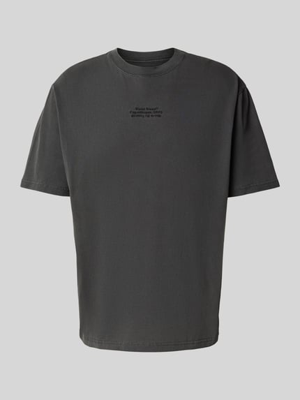 Wood Wood T-shirt met labelstitching, model 'Oliver' BLACK - 2