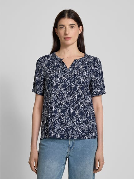 Christian Berg Woman Slim fit blouseshirt met tuniekkraag Donkerblauw - 4