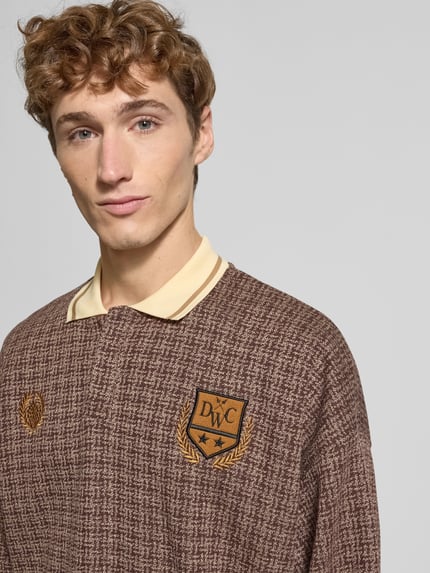 Don´t Waste Culture Poloshirt met ribboorden, model 'Alethea' Middenbruin - 3