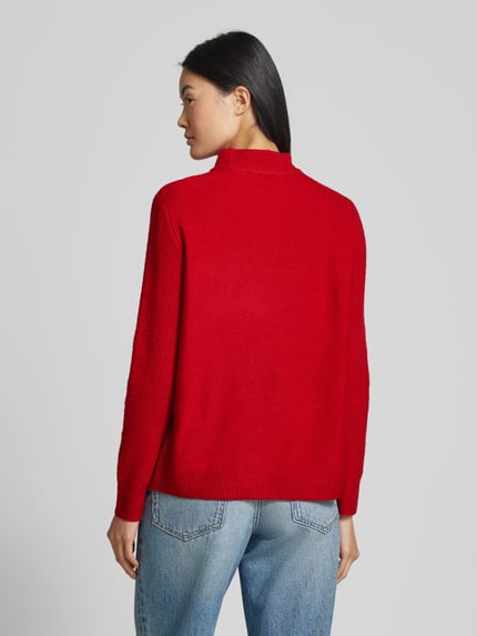 Street One Sweter z dzianiny z prążkowanymi wykończeniami Czerwony 5