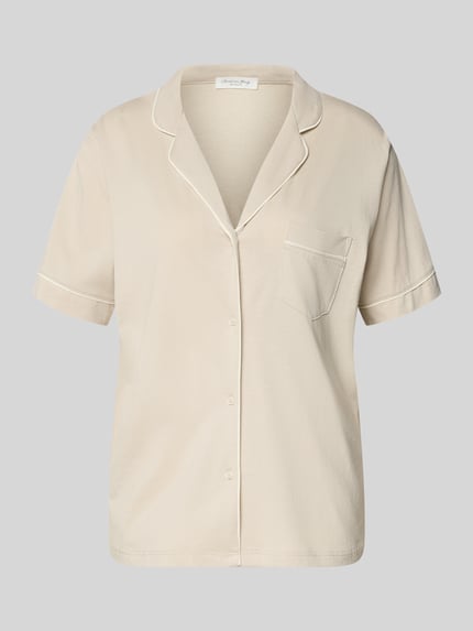Productfoto, Pyjama-Oberteil met reverskraag en borstzak van Christian Berg Woman in beige katoen-modal-mix, regular fit, knoopsluiting