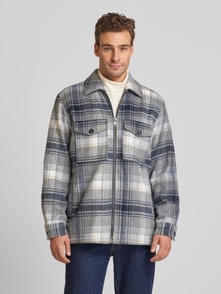 Tom Tailor Regular Fit Hemdjacke mit Woll-Anteil Hellgrau Melange 4