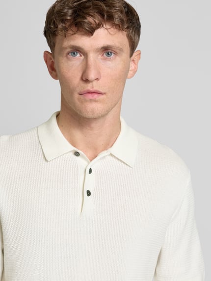 JACK & JONES Premium Regular Fit Poloshirt mit Strukturmuster Modell 'COOPER' Weiss 3