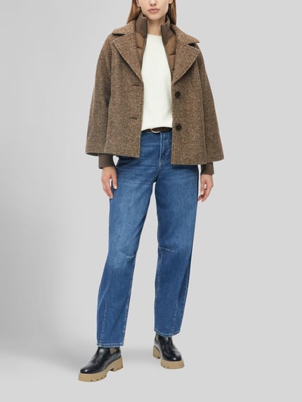 s.Oliver RED LABEL Teddyjacke mit integriertem Stehkragen Taupe Melange 1