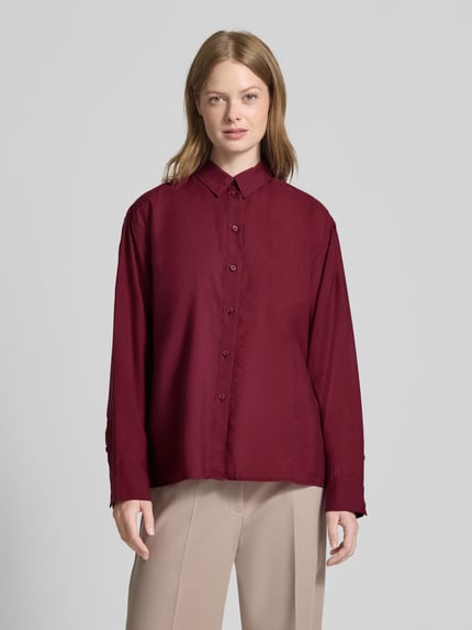 Jake*s Collection Overhemdblouse met knoopsluiting Aubergine - 4