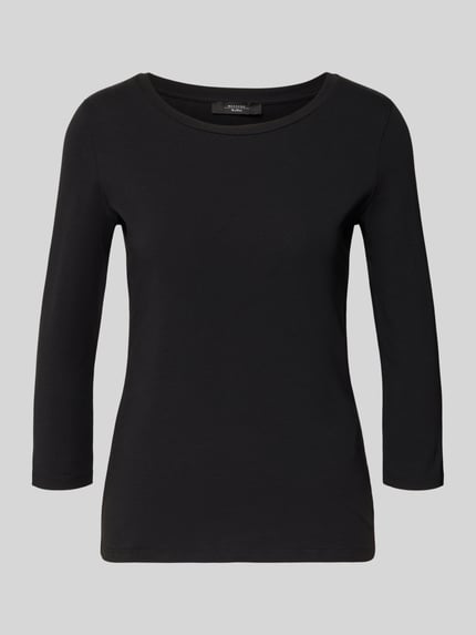Produktfoto, Slim Fit 3/4-Shirt aus Baumwoll-Mix Modell 'MULTIA' von Weekend Max Mara, Optik: Unifarben, Logo-Print, Rundhals, 3/4-Arm