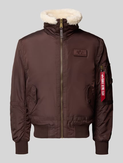 Alpha Industries Bomberjacke mit Reißverschluss und Label-Patch Mittelbraun 2