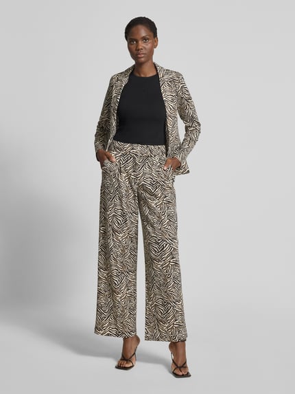ICHI Wide leg stoffen broek met bandplooien, model 'KATE' Zwart - 1