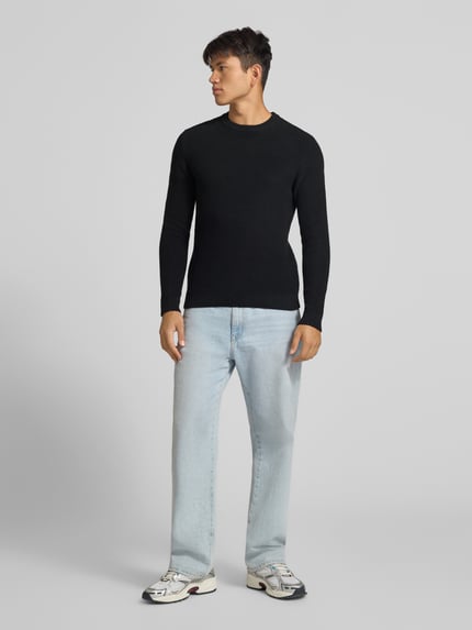 REVIEW Regular Fit Strickpullover aus reiner Baumwolle Black 1