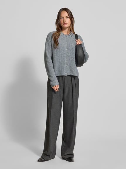 Fynch-Hatton Strickjacke aus Kaschmir mit Umlegekragen Hellgrau Melange 1