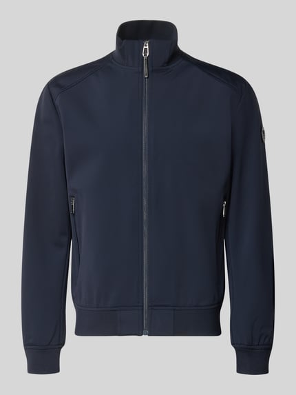 Produktfoto, Jacke mit Stehkragen und Reißverschlusstaschen Modell 'Pablo' von JOOP! Collection in Dunkelblau, Regular-Fit, Material-Mix mit Stretch-Anteil, glatte Oberfläche, sichtbare Reißverschlüsse, Herren Jacke