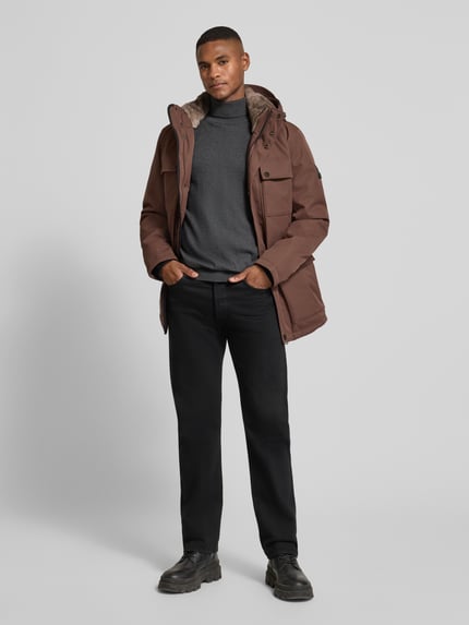 Tom Tailor Regular fit parka met voering van capuchon van imitatiebont Middenbruin - 1