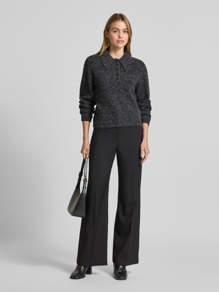 Gestuz Gebreide pullover van mix van wol en alpaca model 'alpha' Antraciet - 1