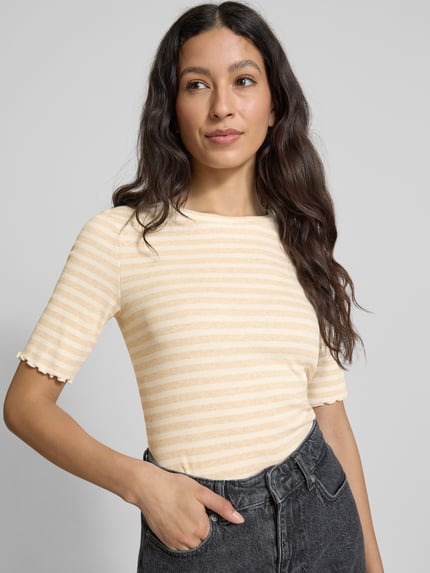 s.Oliver RED LABEL Regular Fit T-Shirt mit Ziersaum Beige 3