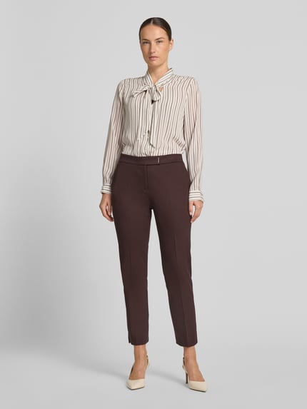 BOSS Regular Fit Marlenehose aus Viskose-Mix Modell 'TAPRIA-CROP' Dunkelbraun 1