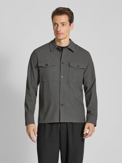 Lindbergh Hemdjacke mit Knopfleiste Mittelgrau 4
