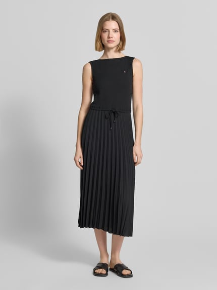 Tommy Hilfiger slim fit midi-jurk van viscosemix BLACK - 4