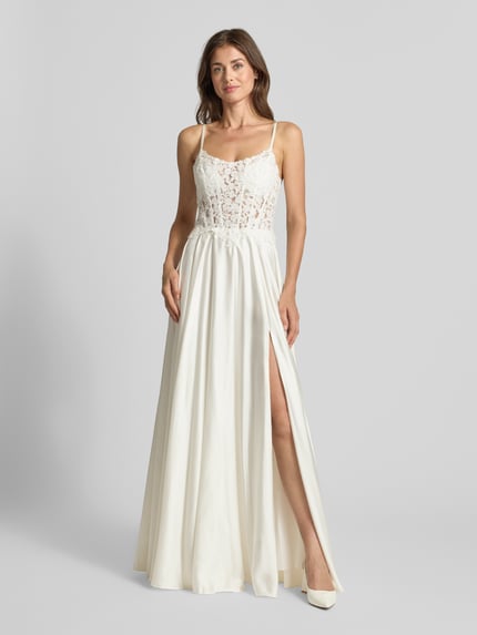 Mascara Abendkleid mit rückseitiger Schnürung und Spitze Offwhite 4