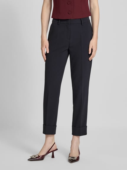 CAMBIO Stoffen broek met vaste pijpboorden, model 'KRYSTAL' Marineblauw - 4