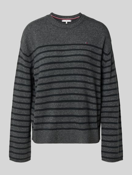 Tommy Hilfiger Regular Fit Strickpullover aus reiner Wolle Dunkelgrau 2
