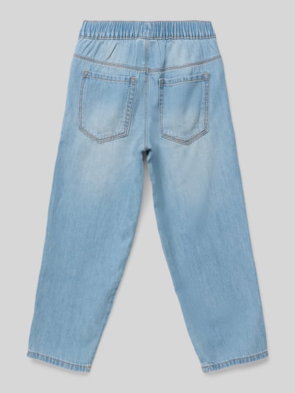 Produktfoto, Loose Fit Jeans aus reiner Baumwolle von s.Oliver RED LABEL in Hellblau, 5-Pocket-Design mit elastischem Bund, Denim-Struktur