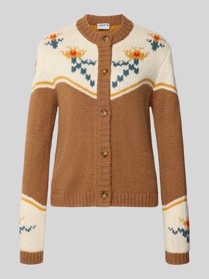 Jake*s Casual Regular Fit Strickjacke mit Woll-Anteil Mittelbraun 2