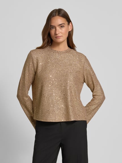 Jake*s Collection Schimmerndes Blusenshirt mit Pailletten Gold 4