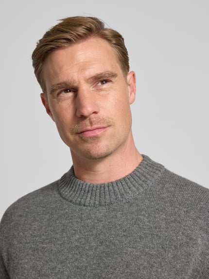 Selected Relaxed fit gebreide pullover van een mix van wol en kasjmier, model 'Calle' Middengrijs - 3