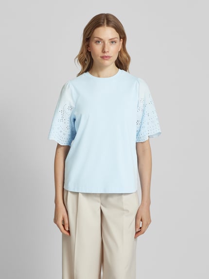 YAS Regular Fit T-Shirt mit Lochmuster Modell 'YASLEX' Hellblau 4