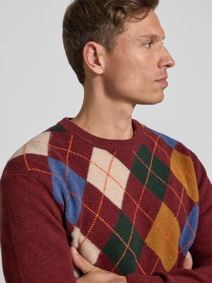GANT Strickpullover mit Rundhalsausschnitt Dunkelrot 3