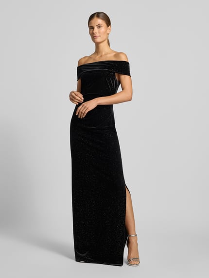 Christian Berg Cocktail Maxi-jurk van fluweel in off-shoulder-look Zwart - 1