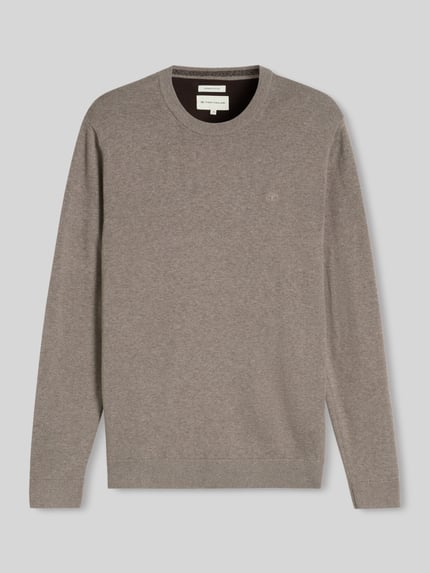 Tom Tailor Regular Fit Pullover aus reiner Baumwolle Taupe 2