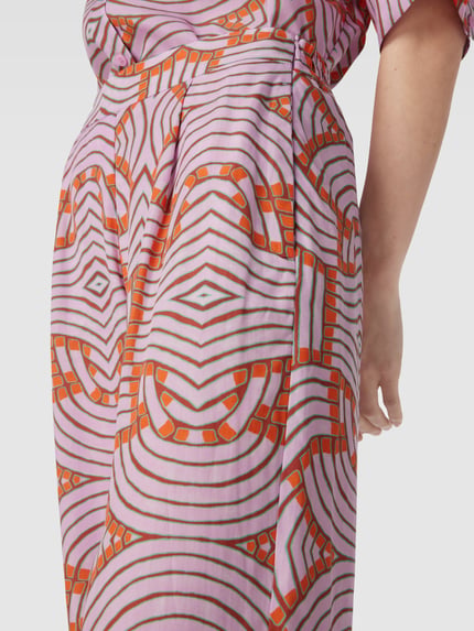 Oilily Wide leg stoffen broek met grafisch motief, model 'POLLOCK' Lila - 3