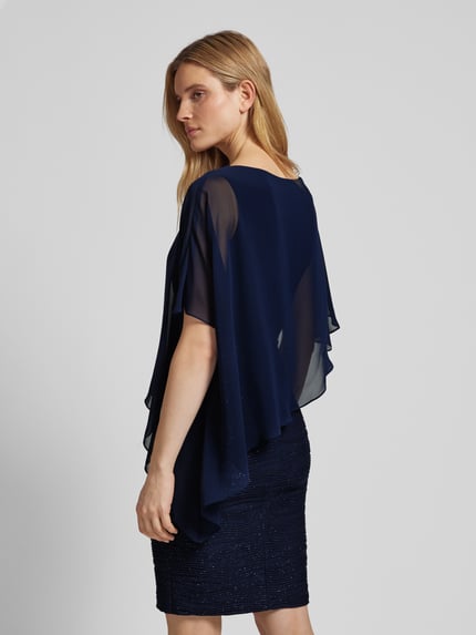SWING Cocktailjurk met glittereffect en chiffon Marineblauw - 5
