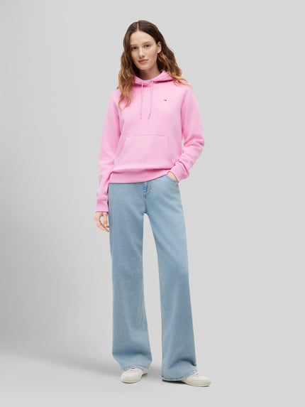 Tommy Jeans regular fit hoodie van katoenmix Felroze - 1