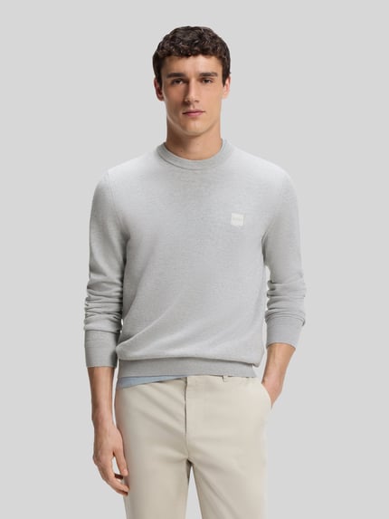 BOSS Orange Regular Fit Pullover aus Baumwoll-Kaschmir-Mix Modell 'Kanovano' Hellgrau Melange 4