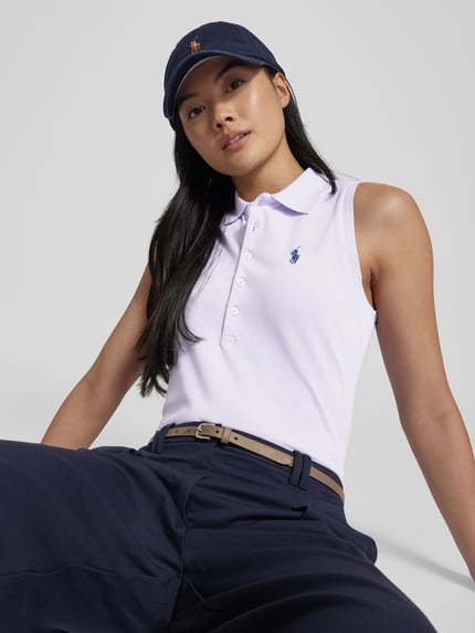 Polo Ralph Lauren Slim Fit Poloshirt im ärmellosen Design Modell 'JULIE' Pink 3