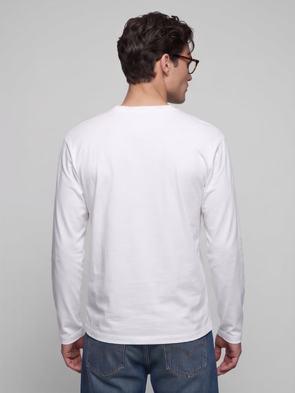 Marc O'Polo DENIM Langarmshirt mit geripptem Rundhalsausschnitt Weiss 5