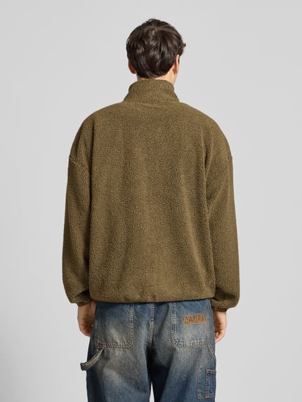 REVIEW Fleecejacke mit Stehkragen und Label-Detail Khaki 5