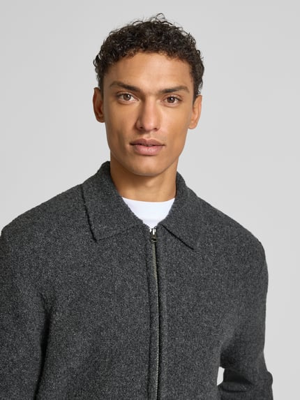Wood Wood Cardigan met tweewegsritssluiting, model 'Andy' Antraciet - 3