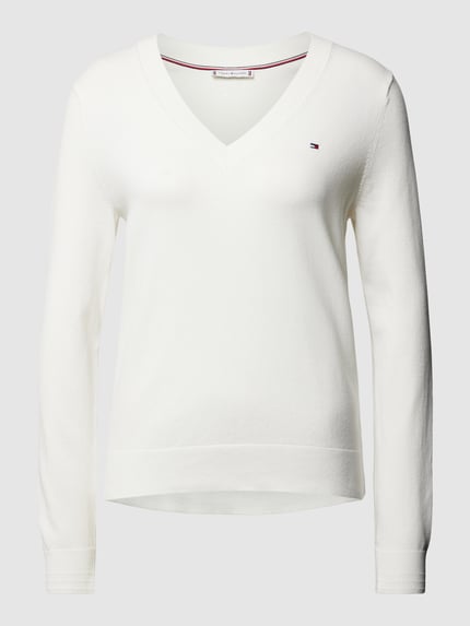 Tommy Hilfiger Sweter o normalnym kroju w jednolitym kolorze Złamany biały 2