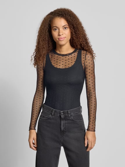 NOISY MAY® Slim Fit Longsleeve aus elastischem Material-Mix Modell 'JUDITH' Black 4