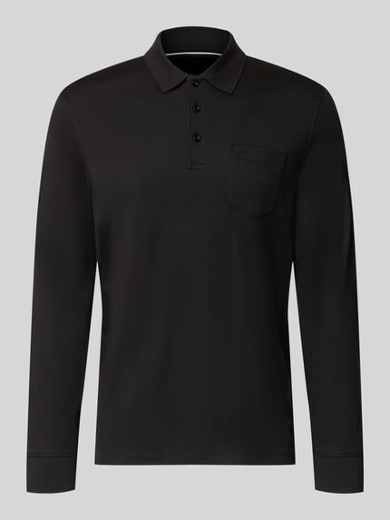 bugatti Regular Fit Poloshirt aus Baumwoll-Mix mit Brusttasche Black 1